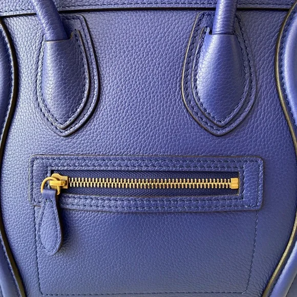 100% authentic Celine Drummed Calfskin Micro Luggage in indigo - Picture 11 of 16